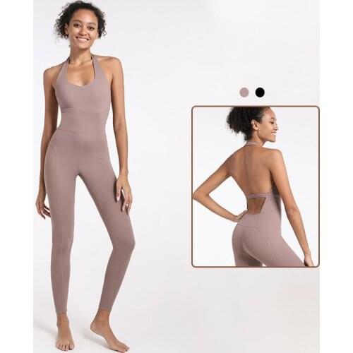 All-in-one Yoga Sets New Beautiful Back Fitness Clothing Tight-fitting Sport Wear Neck-haltering Sports Wear For Women Gym