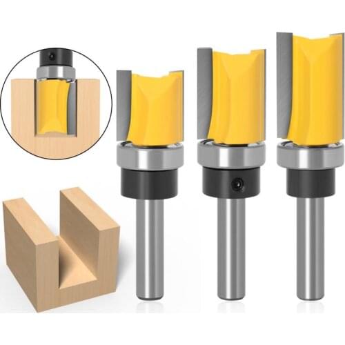 1Pcs 8mm Shank Flush Trim Router Bit Pattern Bit With Top Bottom Bearing Straight Knife For Wood Slotting Milling Cutter