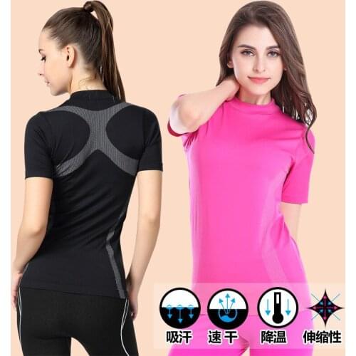 Yoga Summer Clothes Women Fitness Sport Suits Quick Dry Top Running Shirt Bodybuilding Clothing Jogging Gym Tee Run T-shirt WA10