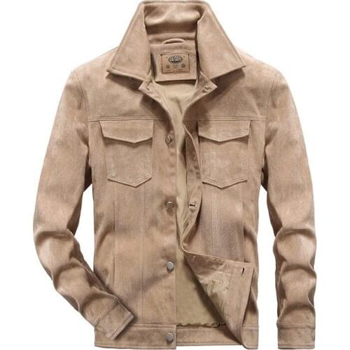 Nice Spring Autumn New Suede Jacket Men Casual Single Breasted Military Jacket Windproof Coat Men Veste Homme Large Size M-4XL