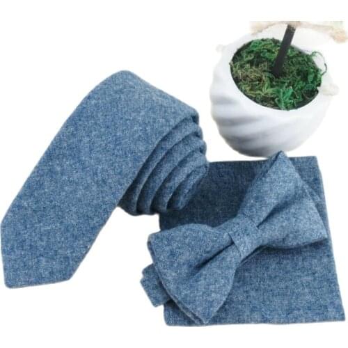 Mens 5.5 cm pure cotton/narrow tie Elegant series/Double flat tie/square/Simple pure color