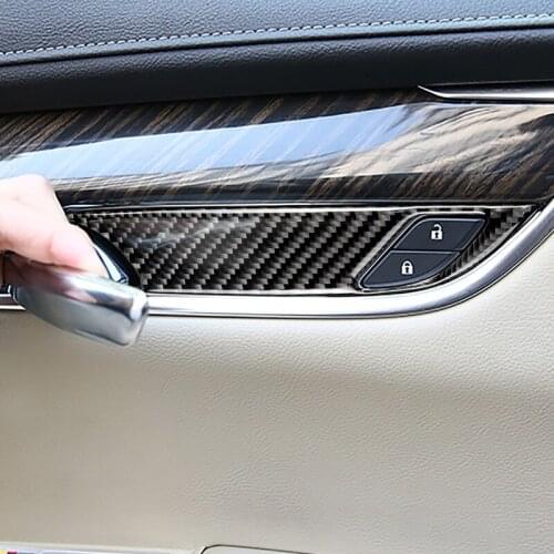 Car Door Handle Bowl Trim Frame Cover 4pcs/Set Carbon Fiber Sticker Accessories Interior Mouldings For Cadillac xt5 2016 2017