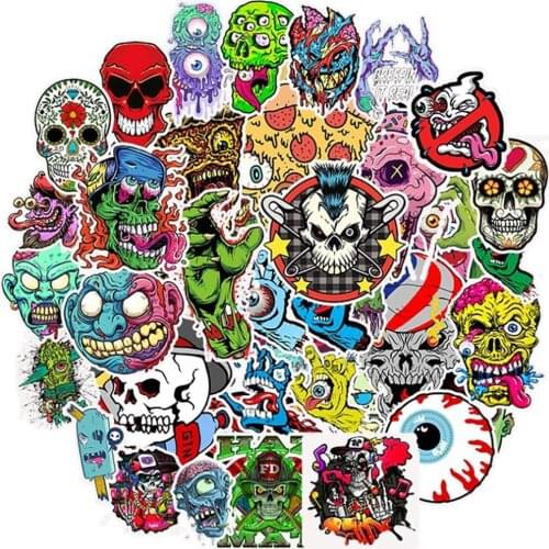10/30/50PCS Terror Series Sticker Graffiti Skeleton Dark Funny Stickers for Skateboard Guitar Motorcycle Laptop Bike Car Decal