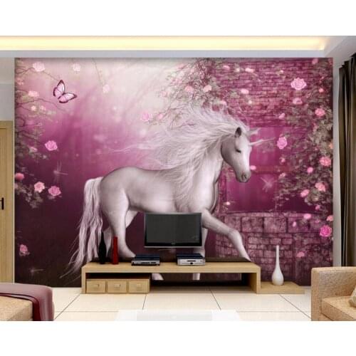 3d wallpaper custom mural unicorn flowers butterflie wall papers home decoration painting 3d wall murals wallpaper for walls 3 d