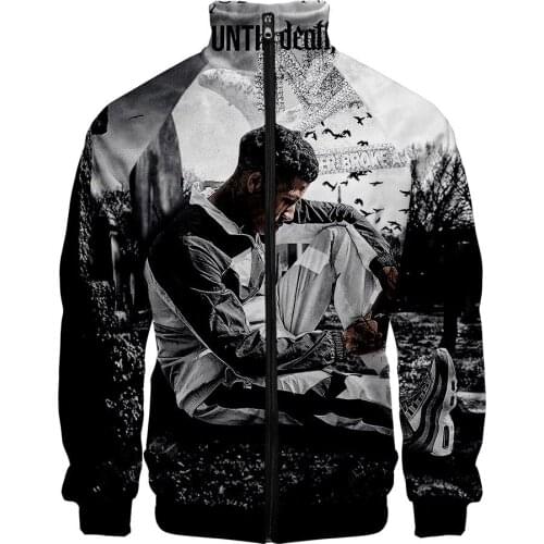New Rap Youngboy Never Broke Again 3D Print Mens Jacket Slim Stand Collar Zipper Jacket Male Casual Fashion All-match Tops