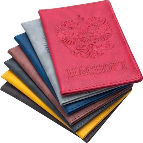 Etaofun Russian passport cover Mens wallet for passport documents designer womens bag solit Pu leather passport case holder