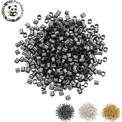 Pandahall 1gram Brass Crimp Beads Tube For Jewelry Accessories Findding Gunmetal about 2mm wide, 2mm long