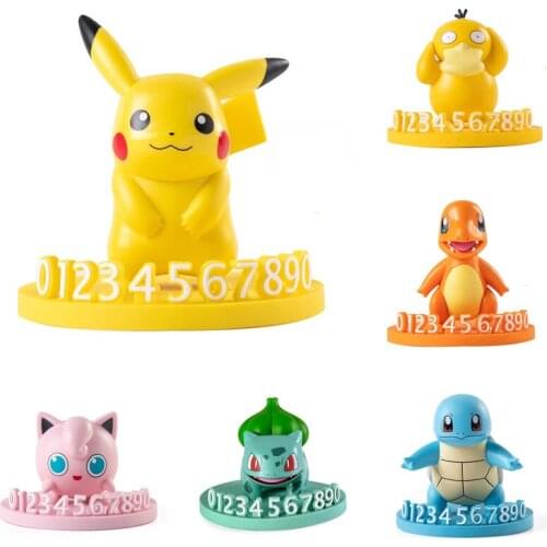 Pokemon Pikachu Fire-breathing Dragon Venusaur Psyduck Jigglypuff Cute Anime Action Figure Doll Temporary Parking Number Card
