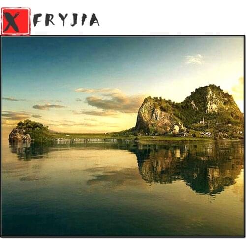 Full round square Diamond Mosaic Landscape DIY Handcraft Hobby stitch cross Diamond Embroidery Painting Guitar Home Decoration