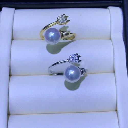 925 Sterling Silver Adjustable Ring Accessories Settings Findings Mountings Parts for Pearl Corals Jade Beads Stones Crystal