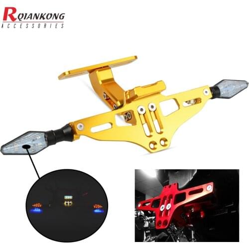 Motorcycle Rear Adjustable License Plate Mount Holder with LED Light Bracket For HONDA CBR125R X4 NC700 S X for 390 690