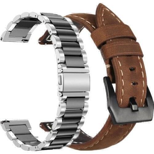 22mm 20mm Leather Metal Strap For Huawei Watch GT2e / GT2 46MM Honor Magic 2 Smart Band Bracelet Stainless Straps For GT 2e