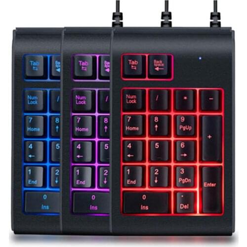 RGB Backlit USB Wired Keyboard Waterproof Number Pad Numeric Keypad Mini Numpad Multi-functional Digital Keys