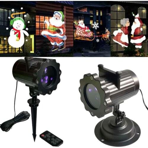 Christmas Light Outdoor Indoor 4 Card Animation Anime Pattern Projector Lamp Disco Home Garden Lawn Projection Light with Remote