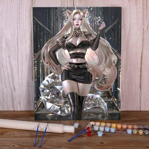 Cartoon Girl Woman Painting By Numbers Package Acrylic Paints 40*50 Canvas Pictures Wall Paintings For Handicraft