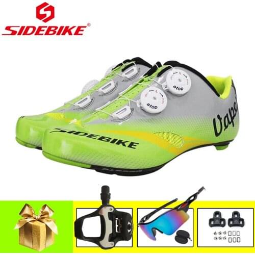 SIDEBIKE Carbon Road Bike Shoes for Men Ultra-light Self-locking Breathable Ciclismo Masculino Athletic Riding Bicycle Sneakers
