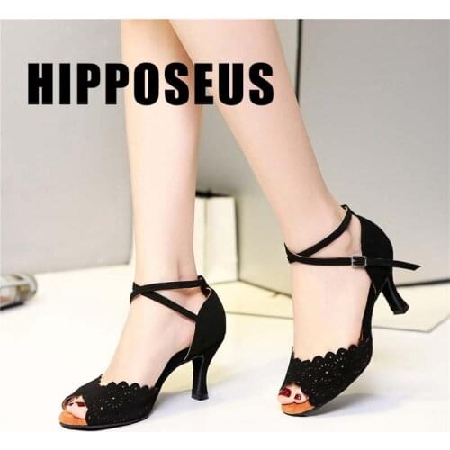 Hipposeus Girls Latin Dance-Shoes For Women Ballroom Dance Shoes Ladies Modern Tango Jazz Dancing Shoes Black Salsa Sandrals