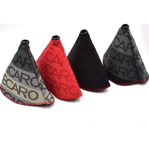 Universal JDM Bride Style RECARO Canvas Shift Lever Knob Boot Cover Shift Knob Collars for Racing Car With Red Stitching