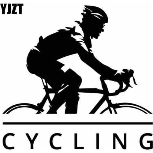 YJZT 15.5CM*14.7CM Cycling Mountain Biking Dashing Cool Dazzling Vinly Decal Interesting Decor Car Sticker Black/Silver C27-0657