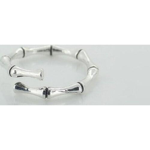Season Gate 925 Sterling Silver Creative Elegant Artistic Fresh Bamboo Joint Adjustable Size Open Ring SR186