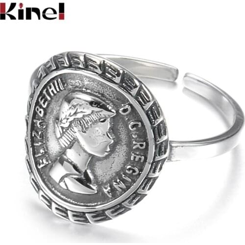 Kinel Genuine 100% 925 Sterling Silver Rings for Women Simple Queen Silver Ring Party Vintage Jewelry Dropshipping