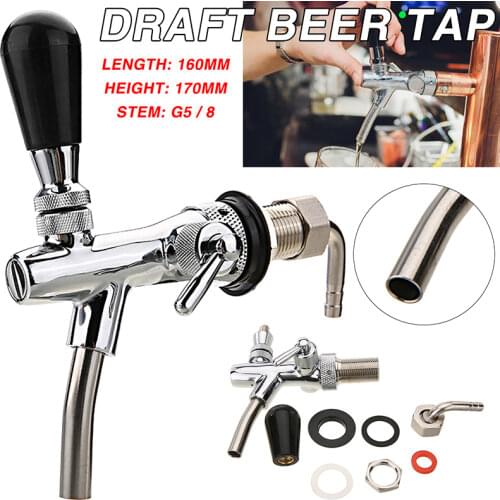 1PC Household Brewing Draft Beer Keg Tap G5 / 8 Draft Beer Tap with Flow Controller Adjustable Stainless Steel Wine Keg Tap