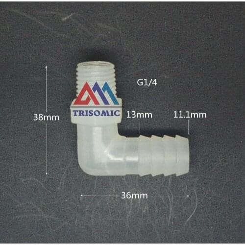 11.1mm*G1/4 Elbow screw thread type Connector Tube Joiner Material PP Plastic Fitting Tank Airline acid and alkali resistant