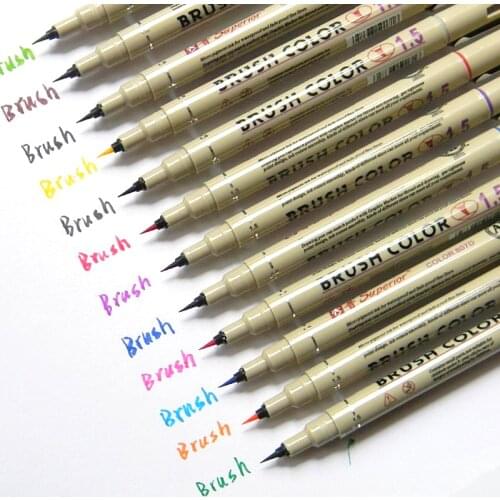 12colors 1.5 Soft Brush Fine Point Pen for Cartoon Drawing Needle Liner Art Markers Pen supplies