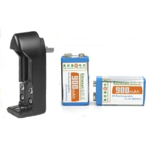 2PCS/lot Super big capacity 900MAH lithium 9V 8.4v rechargeable battery + Universal 9v AA AAA 18650 14500 CR123A charger set