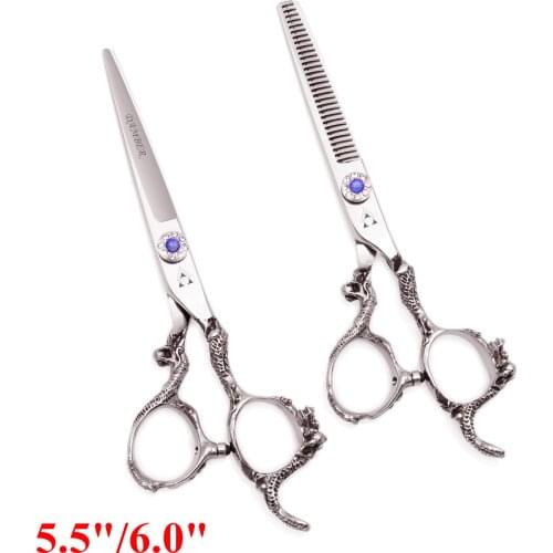 50Pcs 5.5 6 Hair Cutting Scissors 440C Professional Hairdressing Barber Thinning Hair Scissors Hair Shears Dragon Handle 9003