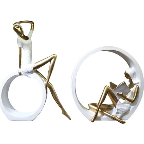 Abstract Resin Park Girl Statue Weekend School Girlfriend Sculpture Art Character Gift Craft Ornament Bedroom Decoration Study