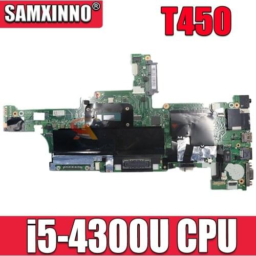 Akemy AIVL0 NM-A251 RFU 00HT732 For lenovo thinkpad T450 laptop motherboard SR1ED i5-4300U cpu onboard