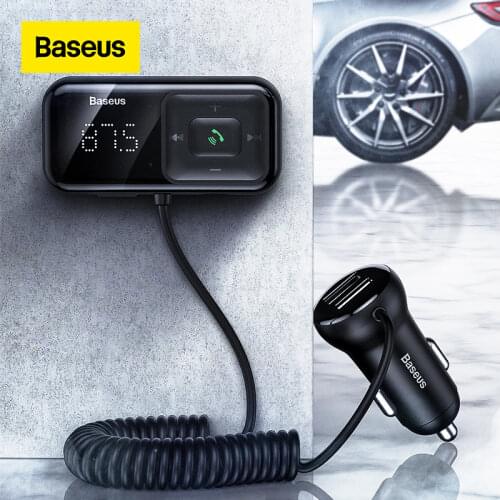 Baseus FM Modulator Transmitter Bluetooth 5.0 FM Radio 3.1A USB Car Charger Handsfree Car Kit Wireless Aux Audio FM Transmiter
