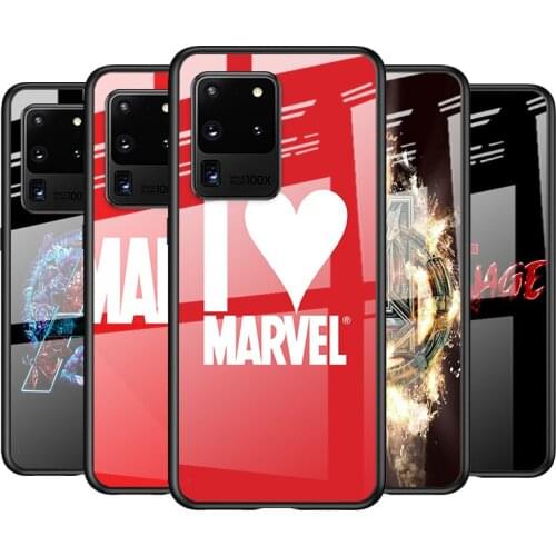 Tempered Glass Cover Marvel Avengers Logo Art For Samsung Galaxy S21 Ultra Plus 5G M51 M31 M21 Shockproof Shell Phone Case