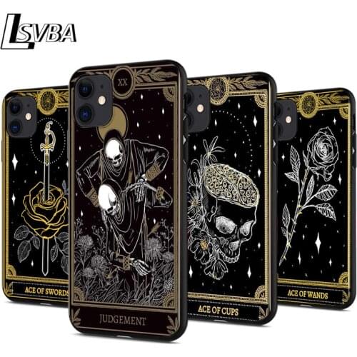 Death Tarot Anti-fall Silicone Phone Case For iPhone 11 Pro XS Max X XR 6S 6 7 8 Plus 5S Soft Black Cover Capa
