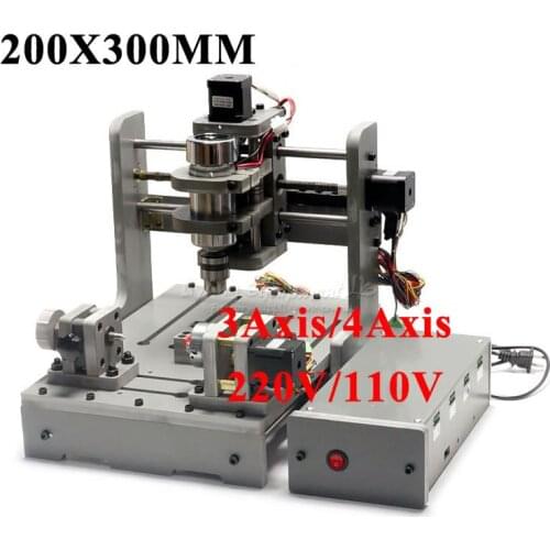 Diy mini cnc 3020 engraving milling machine wood router aluminum acrylic cutter 200x300mm mach3 control 3axis 4axis usb port kit