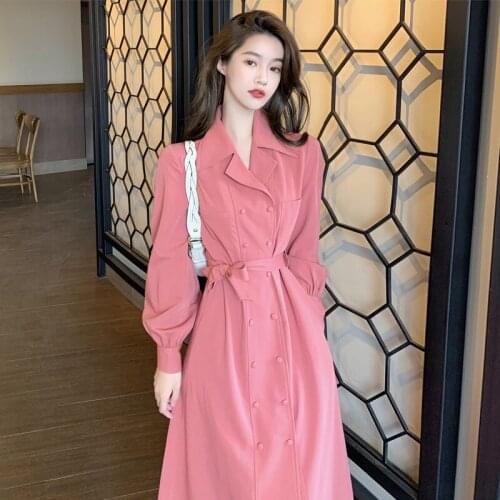 Retro Double-Breasted Trench Coat 2020 Spring Autumn Fashion Mid-Length Loose All-Match Elegant Woman Windbreaker Matching Belt