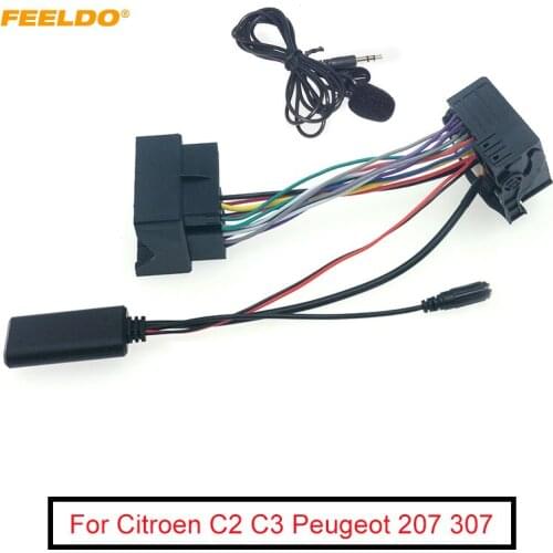 FEELDO Car Bluetooth Module AUX-in Audio MP3 Music Adapter 16Pin Stereo Wire Harness For Citroen C2 C3 Peugeot 207 307