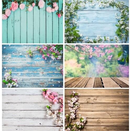 Spring Flowers Petal Wood Plank Photography Backdrops Wooden Board Baby Pet Photo Background Studio Props Decor 210318MHZ-01