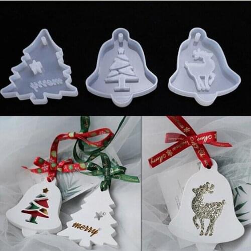 Christmas Tree Bell Elk Pendant Casting Silicone Mould Crystal Epoxy Resin Mold DIY Crafts Aromatherapy Wax Aroma Gypsum Plaster