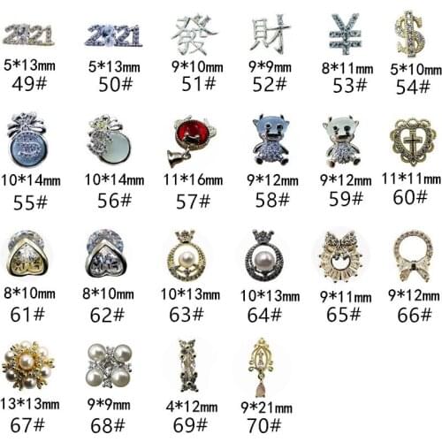 10pcs/Pack Korea Luxury Glitter Zircon Crystal New Year Letter Dollar Purse Metal Nail Art Parts DIY Accessories Charms Decals
