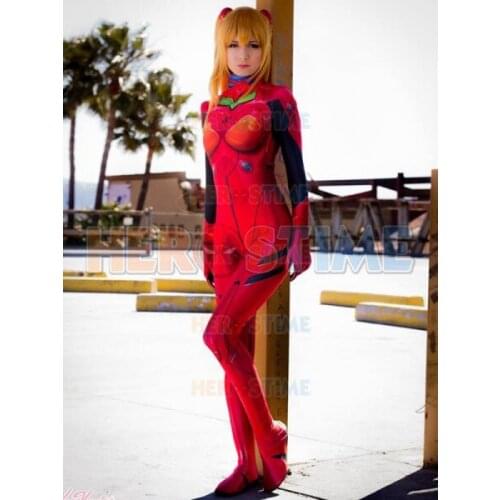 Asuka Langley Soryu Cosplay Costume EVA Superhero Halloween Bodysuit Adults Kids Zentai Second Skin Suit