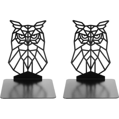 Creative Black Owl Bookends Organiser Anti-slip Book Storage Shelf Metal Support Holder Desk Stands For Books Home Office 2021
