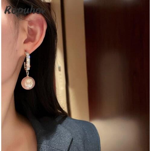 Ropuhov 2021 Jewery Trendy Korean Simple Ring Fashion Pearl Earrings S925 Silver Female Earrings