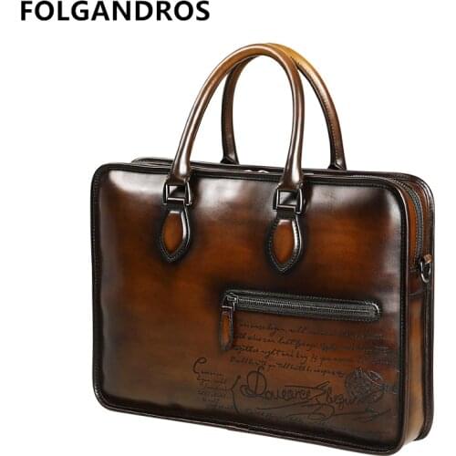 2019 Brand Luxury Mens Briefcases Genuine Leather Bag French Designer Business Gentlemen Classic Vintage Top Quality Briefcase