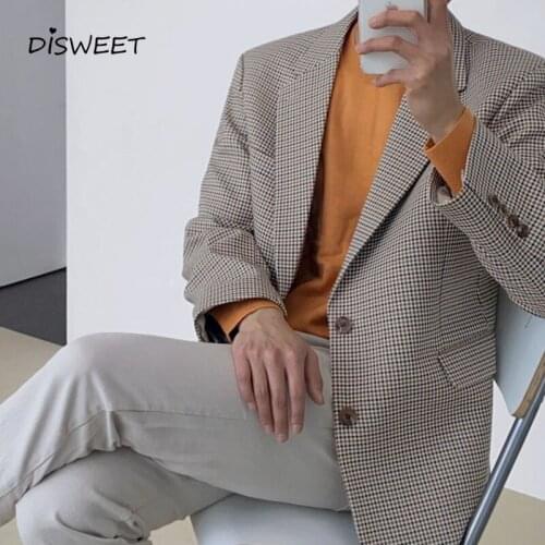 Plaid Suit Jacket Men Korean All-Match MenS Spring Suits Loose Party MenS Suit All-Match Leisure