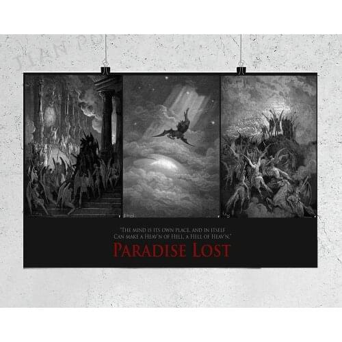 NJ687 Paradise Lost (1667) Poem by John Miltonistic Wall Sticker Silk Poster Art Home Decoration