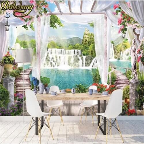 Beibehang custom photo mural Waterfall wall paper home decor wallpaper wonderland balcony background wallpapers for living room