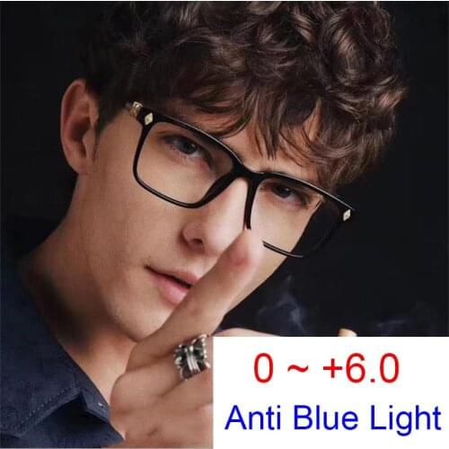 Luxury Brand Square Reading Glasses Men Women Clear Lens Black Shades Retro Presbyopic Eyewear 0 +2 +6.0 Reader Anti Blue Light
