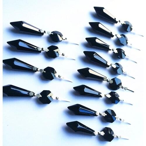 20pcs/lot Black Crystal Glass Chandelier icicle drop pendants Hanging lighting Prisms Parts height 55mm(2.16")